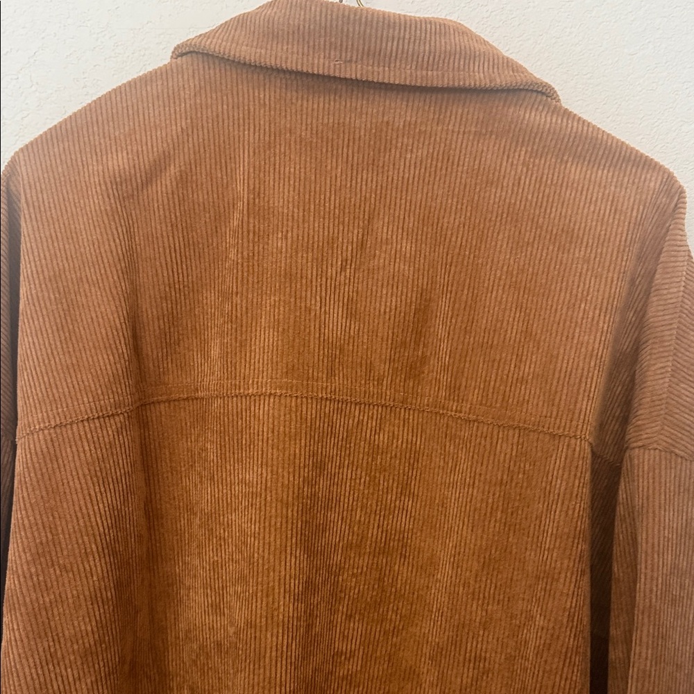 Brown Oversized Corduroy Button-Up Shirt - Picture 4 of 6
